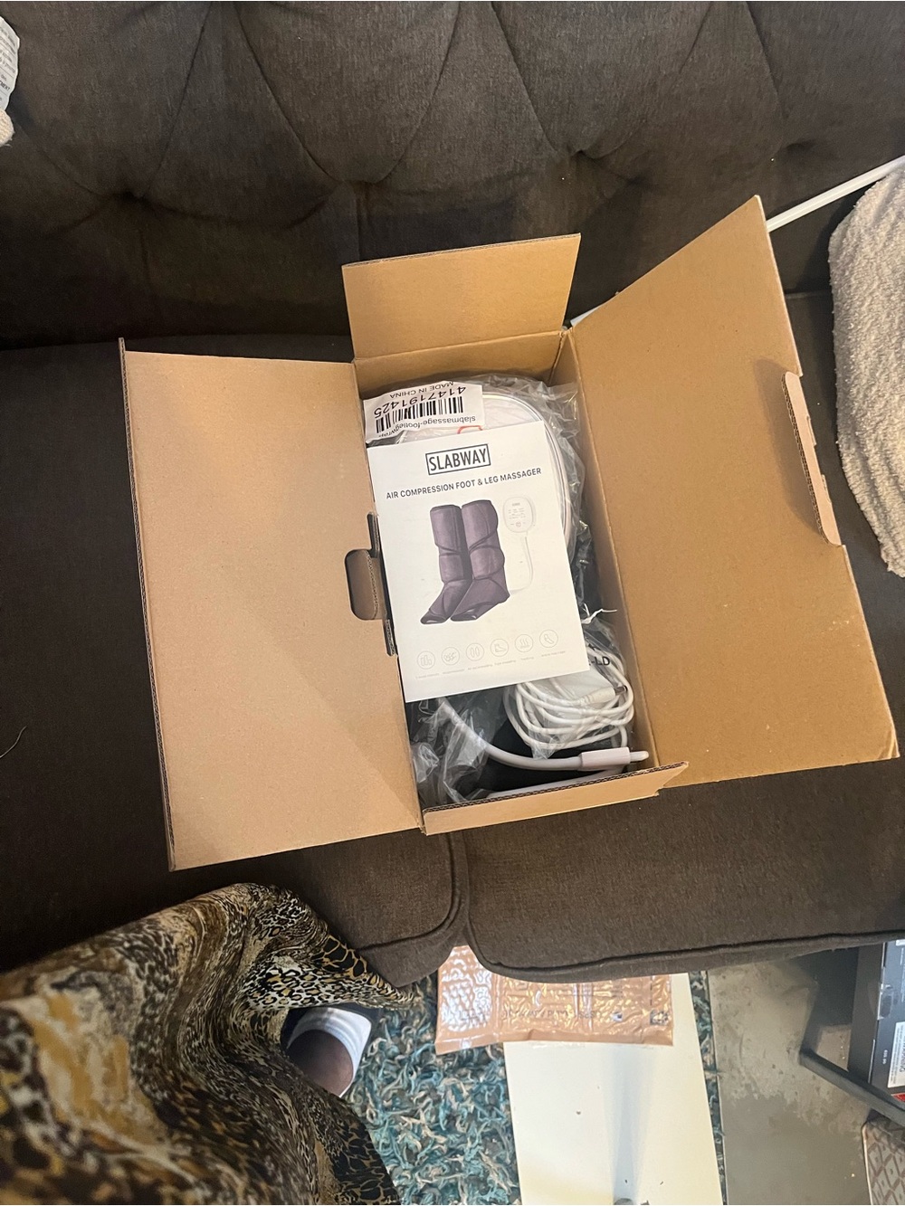 Black Air Compression Foot & Leg Massager Boots